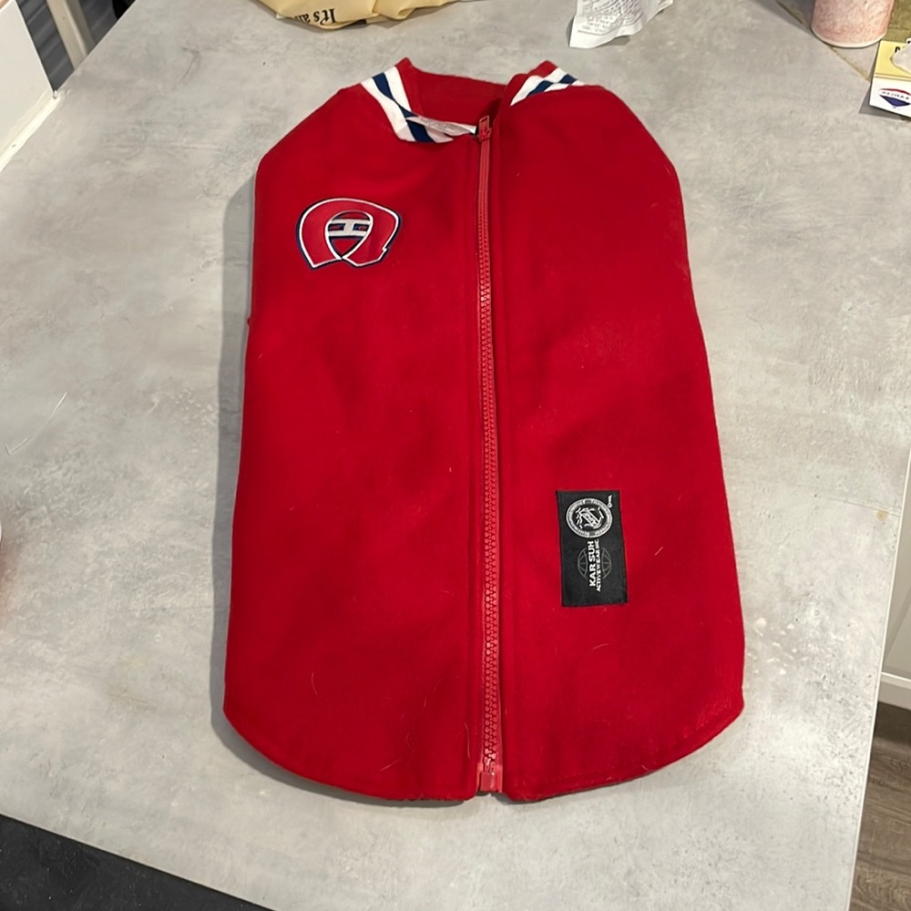 Montreal Canadians dog jacket official NHL W/ leather legs